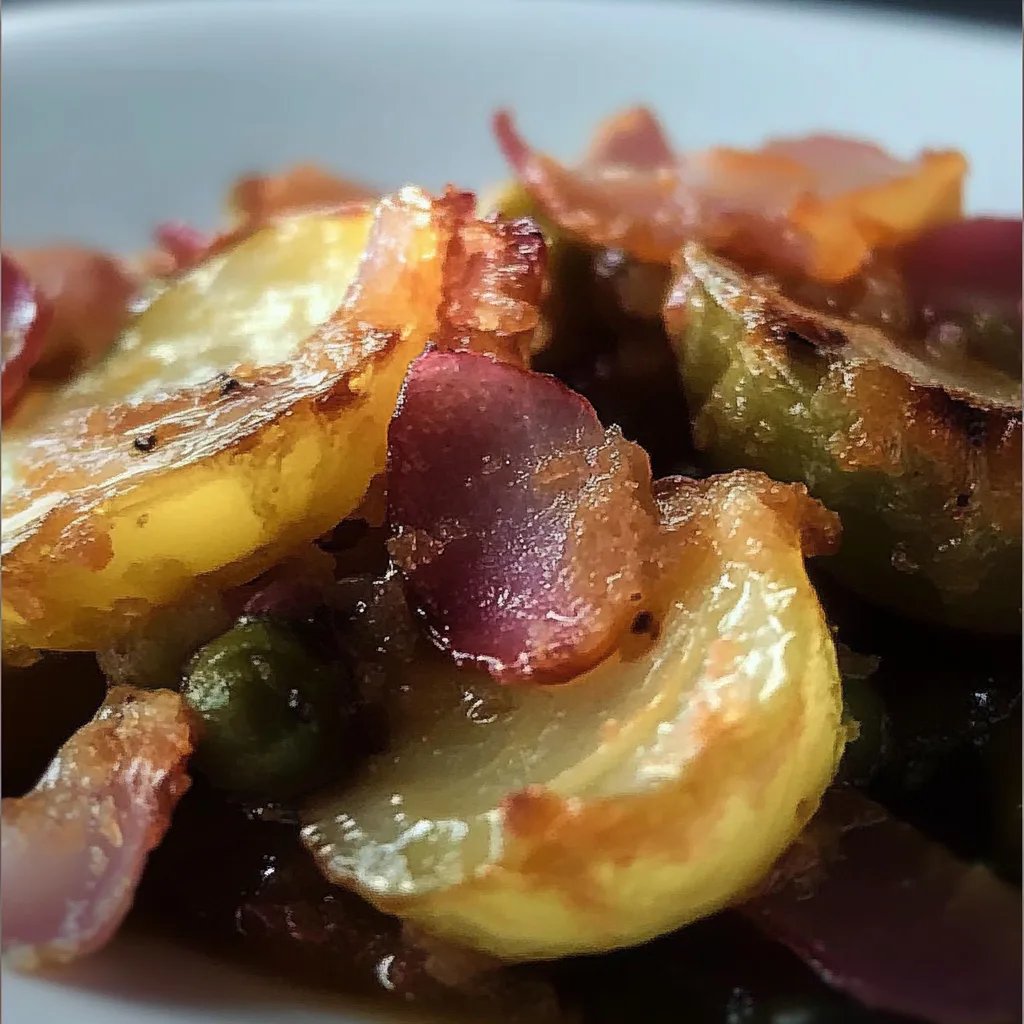 Karamellisierte Rosenkohlröschen mit Speck