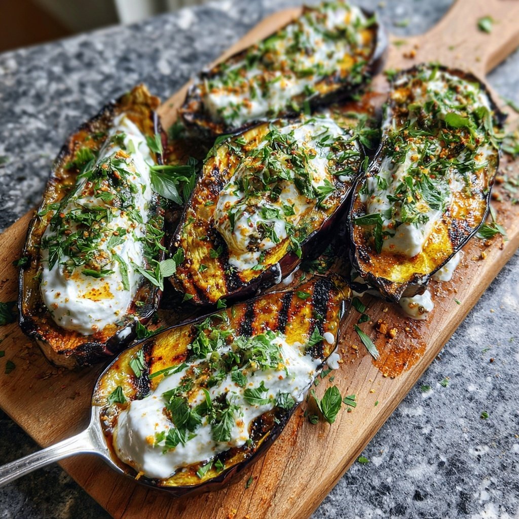 Gegrillte Auberginen Mit Joghurt Dip