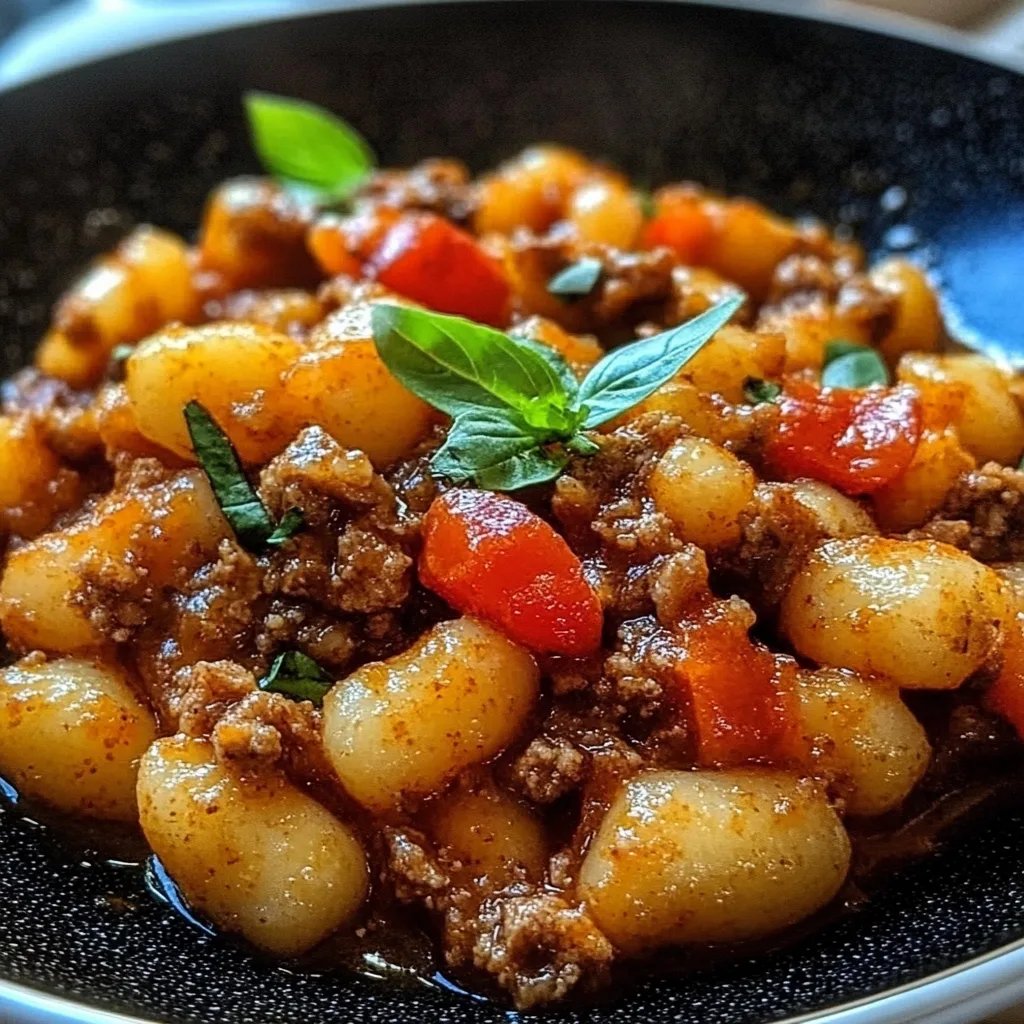 Gnocchi-Pfanne mit Hackfleisch und Paprika