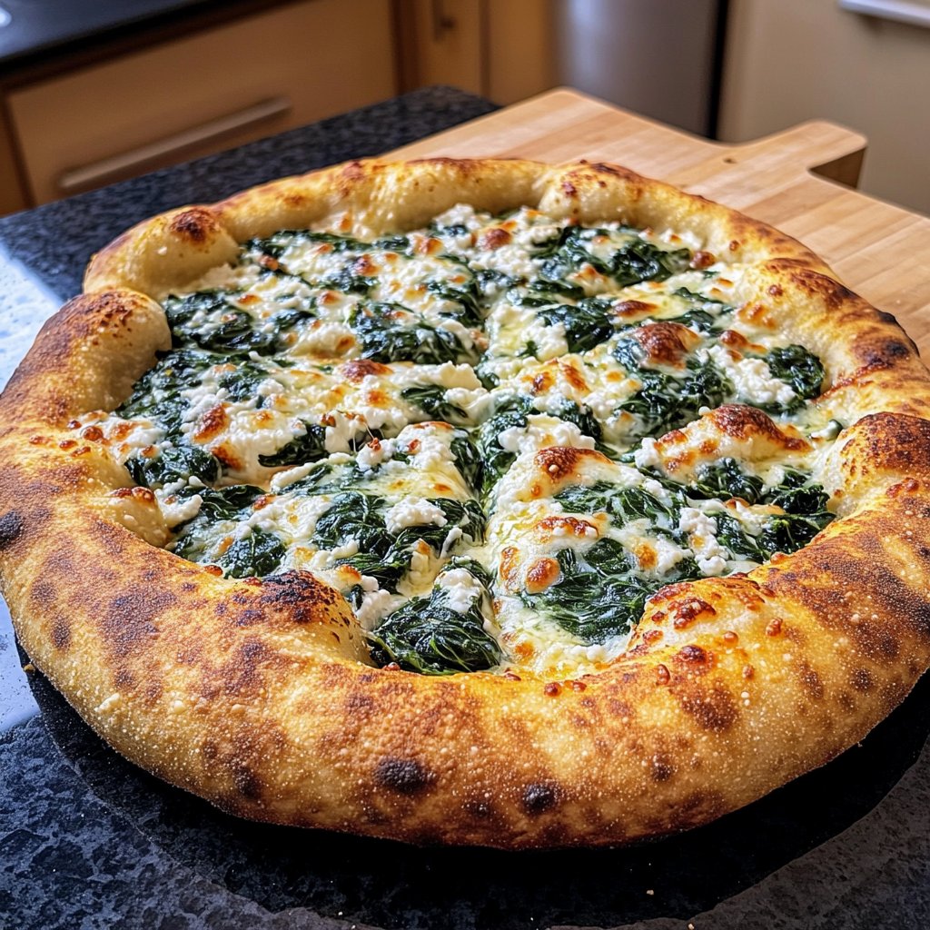 Pizza mit Spinat und Ricotta