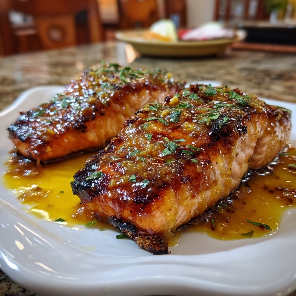 Gegrillter Lachs Mit Honig Senf Glasur