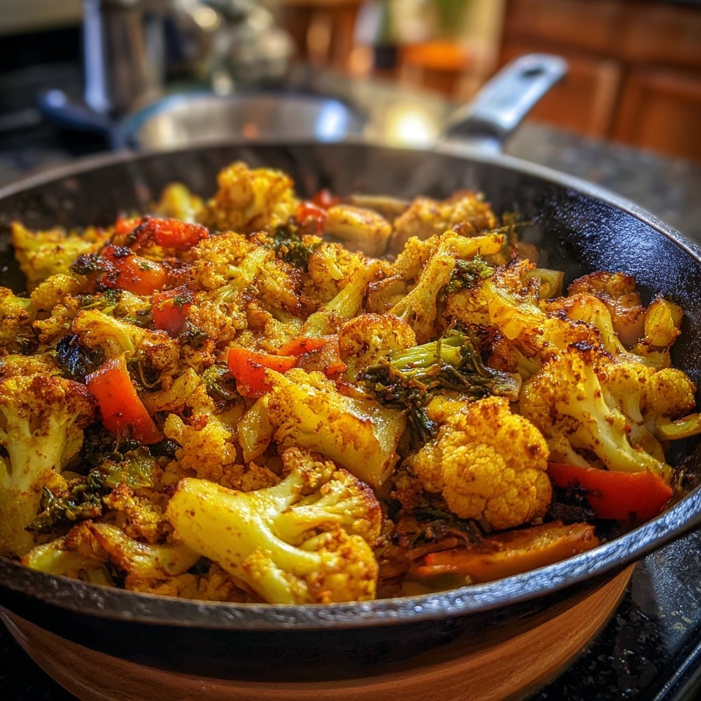 Blumenkohl Pfanne Mit Curry Gewürz