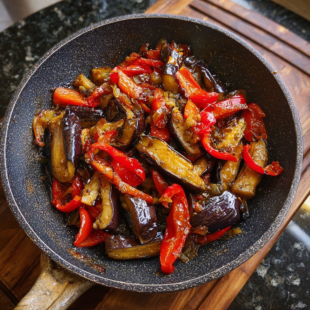 Auberginenpfanne pikant