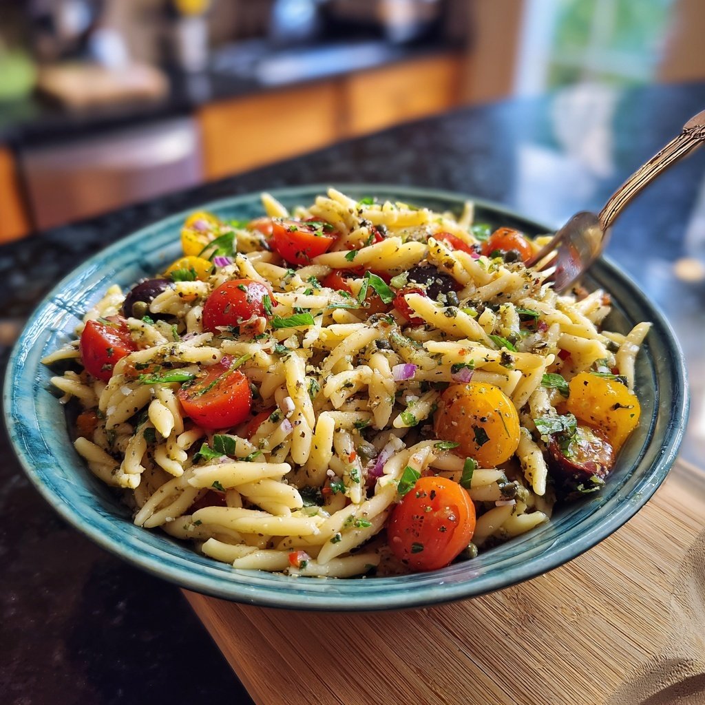 Mediterraner Nudelsalat Mit Kapern