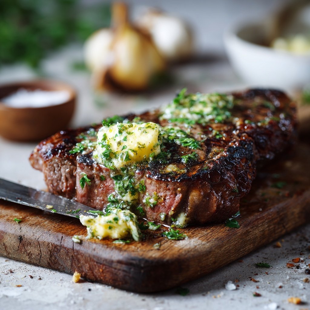Gegrilltes Rumpsteak Mit Knoblauchbutter