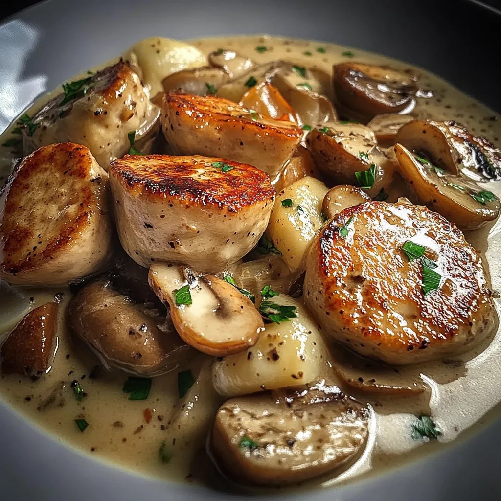 Hähnchenmedaillons in Pilzrahmsauce