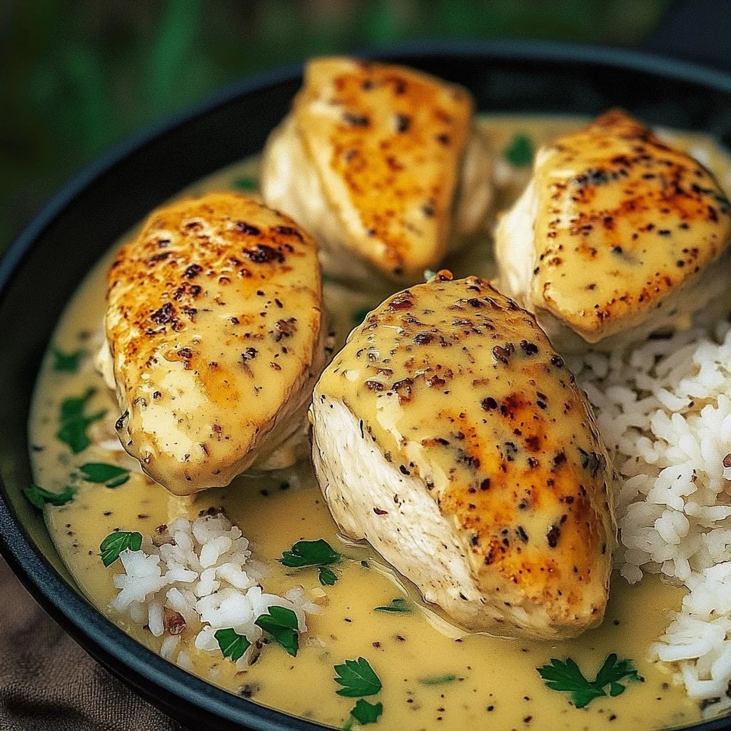 Cremiges Honig-Senf-Hähnchen-Pfannengericht mit Sahne
