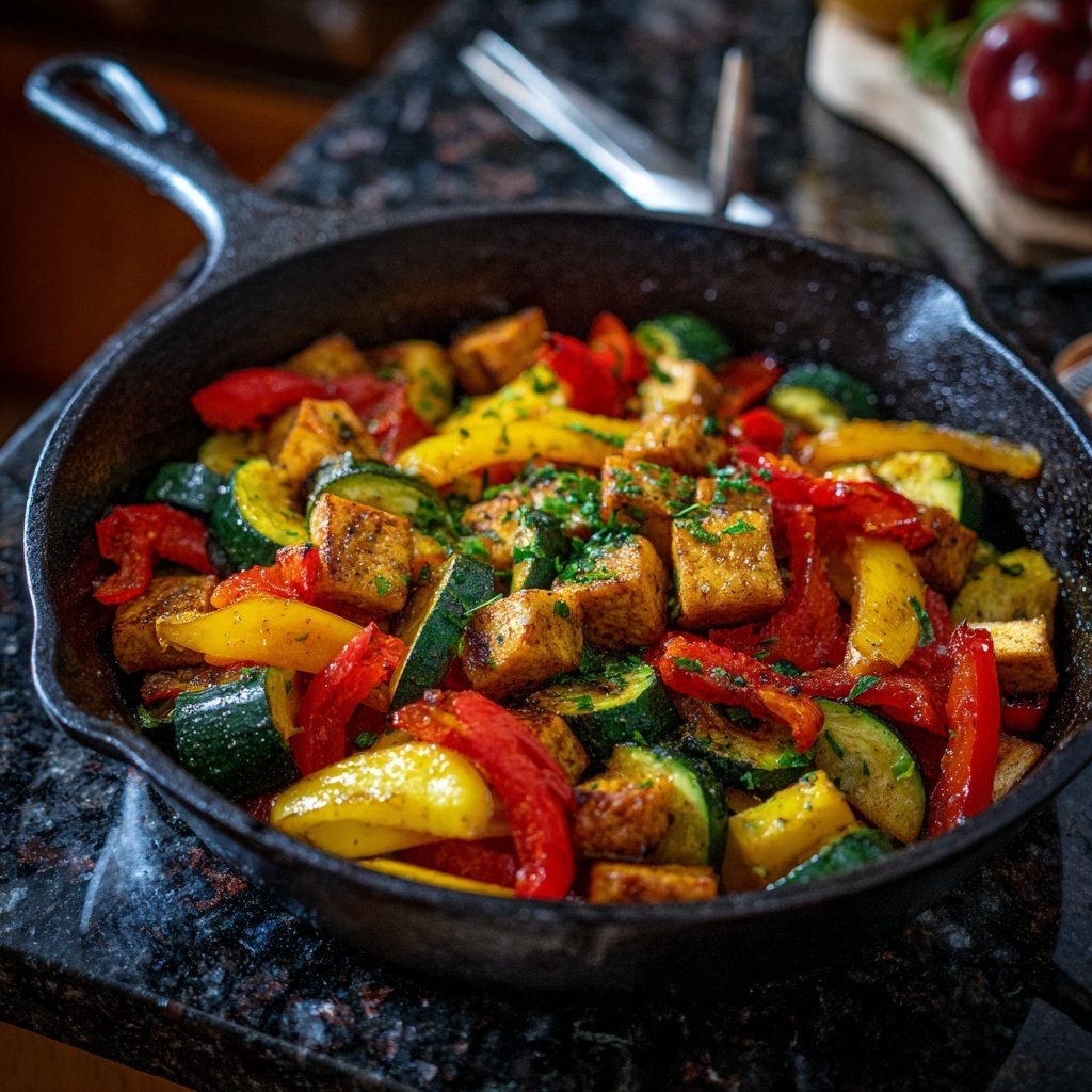Kalorienarme Gemüsepfanne Mit Tofu