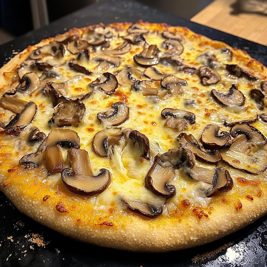 Pizza mit Pilzen und Käse