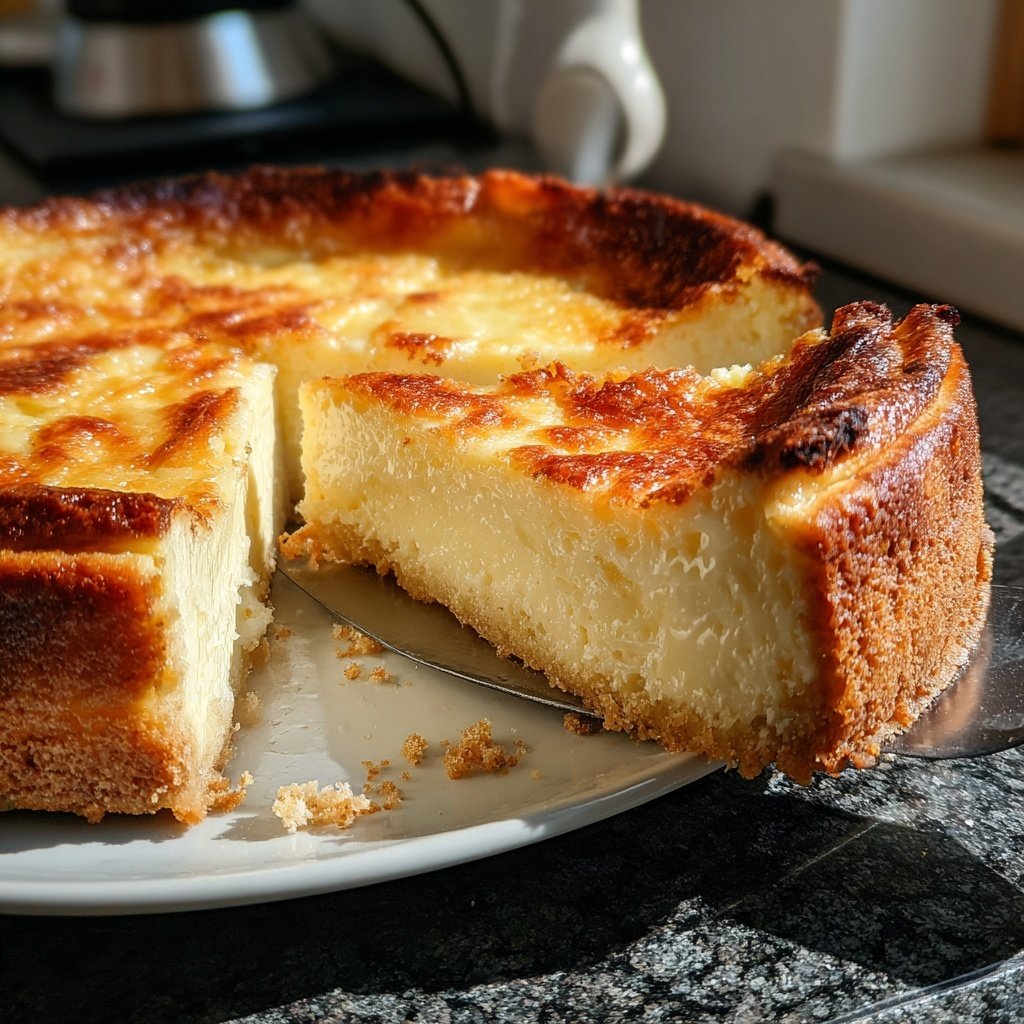 Käsekuchen mit Keksboden