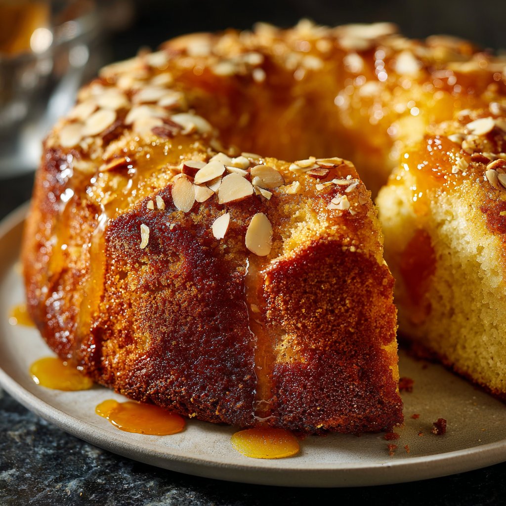 Kuchen mit Aprikosen und Mandeln
